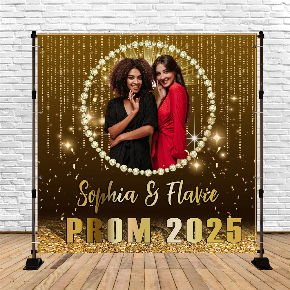Prom Backdrop Ideas Shimmer Gold Crystal Custom Graduation Party Backdrop MRR5-51