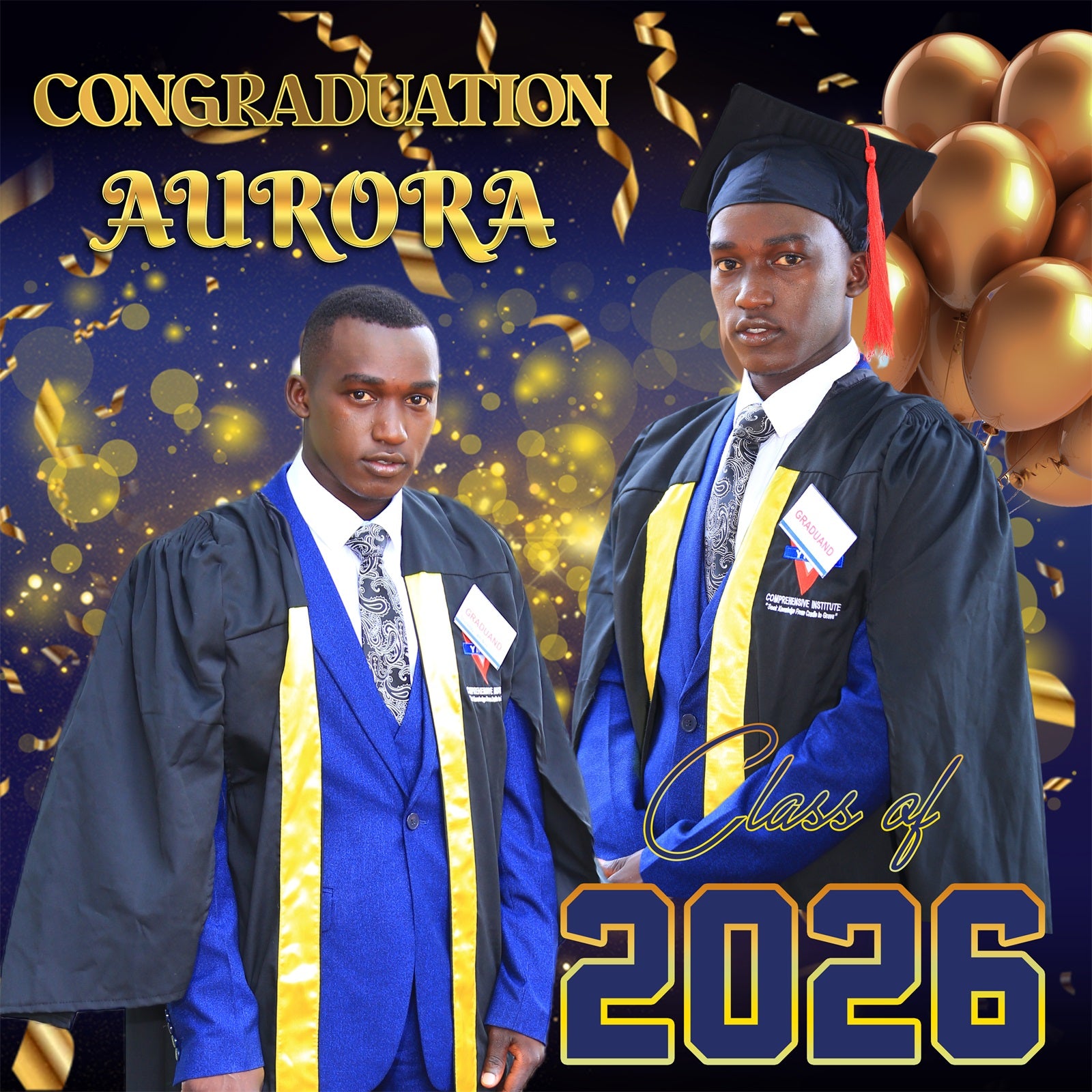 Graduated Backdrop Balloon Shiny Blue Custom Graduation Party Backdrop MRR5-56