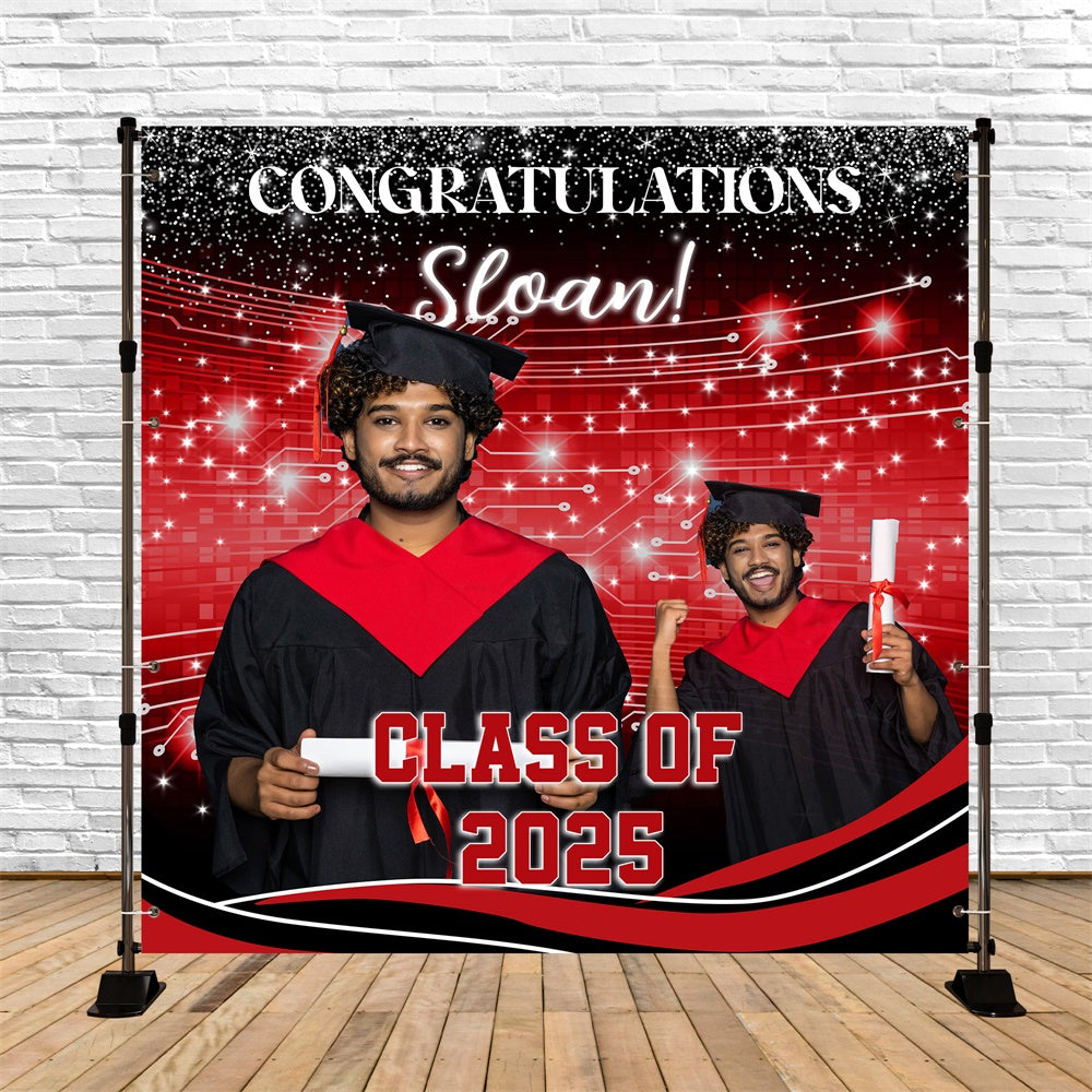 Custom Graduation Backdrop Bold Tech-Inspired Graduation Party Backdrop MRR5-57