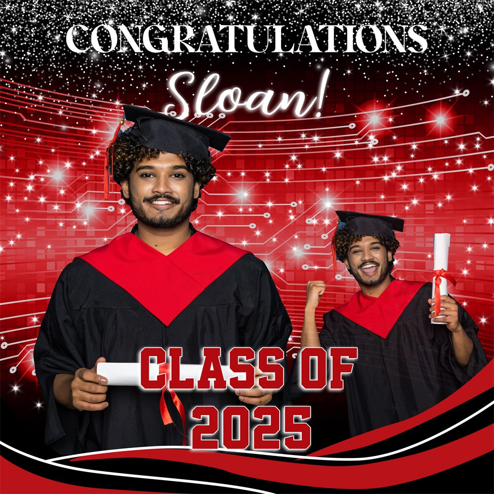 Custom Graduation Backdrop Bold Tech-Inspired Graduation Party Backdrop MRR5-57