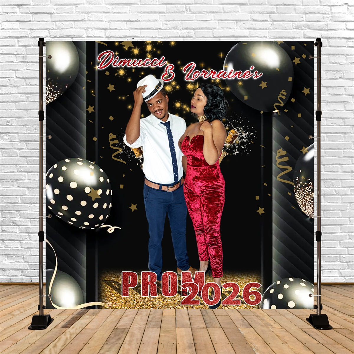 Prom Photo Backdrop Polka Dot Balloon Customized Graduation Party Back