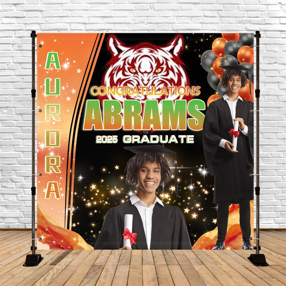Customized Graduation Backdrop Sparkling Stars Graduation Party Backdrop MRR5-6