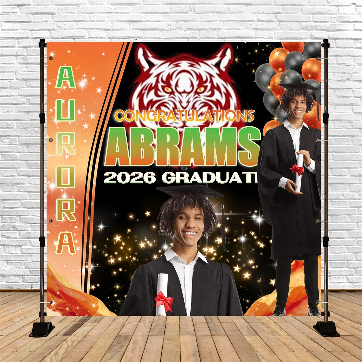 Customized Graduation Backdrop Sparkling Stars Graduation Party Backdrop MRR5-6