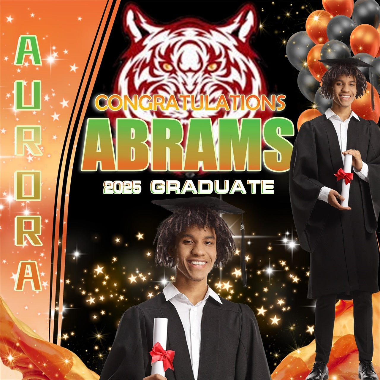 Customized Graduation Backdrop Sparkling Stars Graduation Party Backdrop MRR5-6