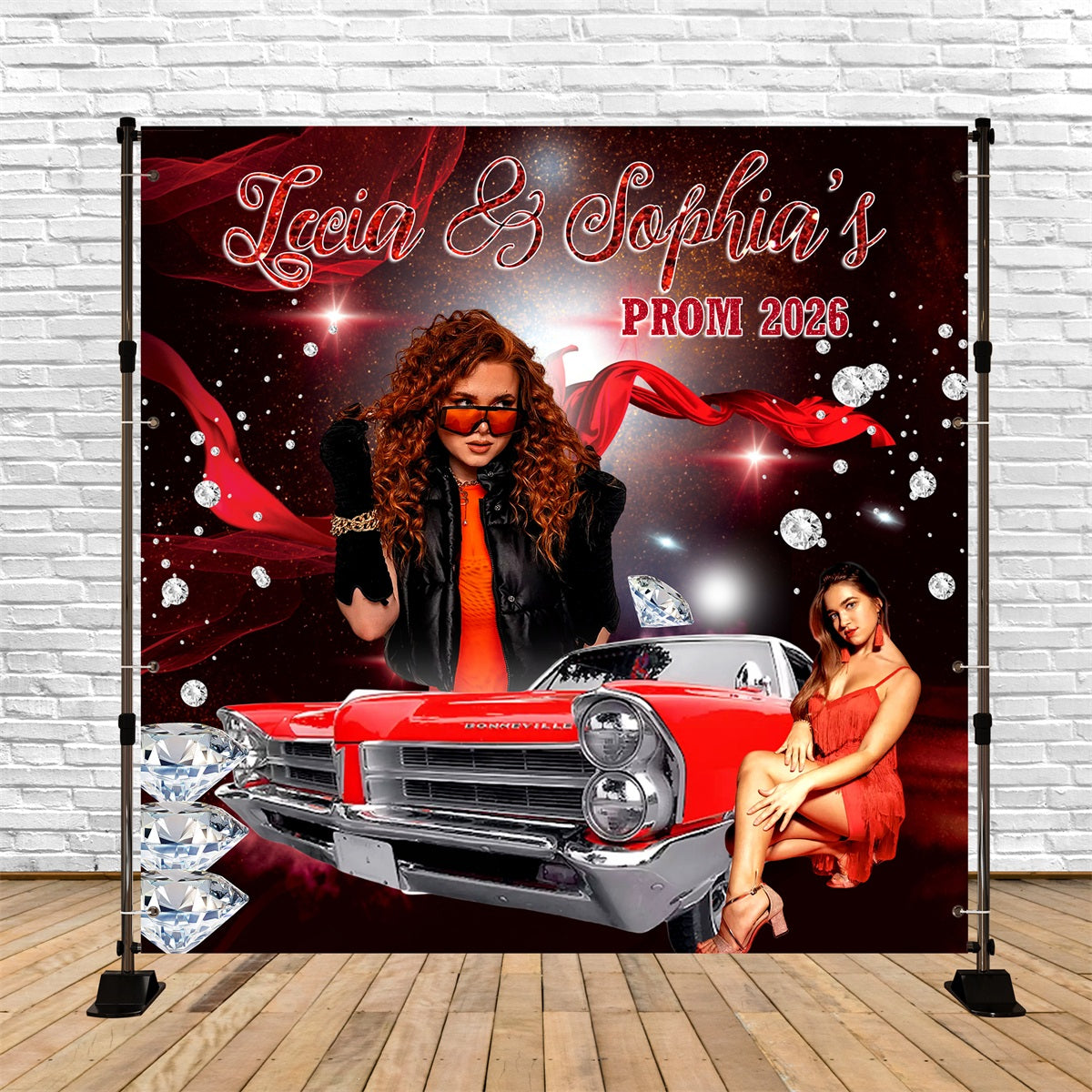 Prom Backdrop Ideas Vintage Car Shine Custom Graduation Party Backdrop MRR5-60