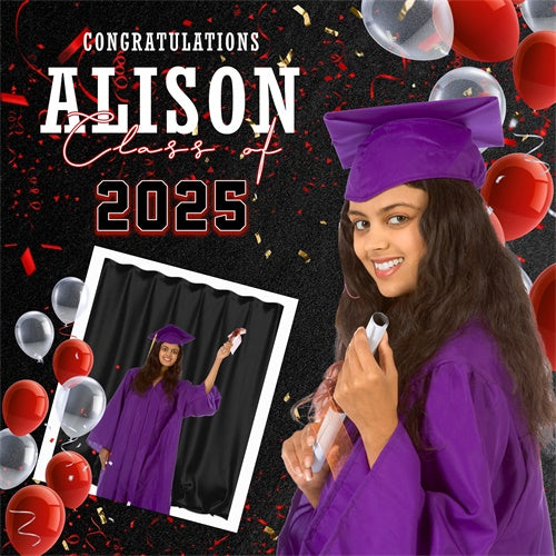 Graduation Backdrop Balloon Cheers Customized Party Graduation Backdrop MRR6-13
