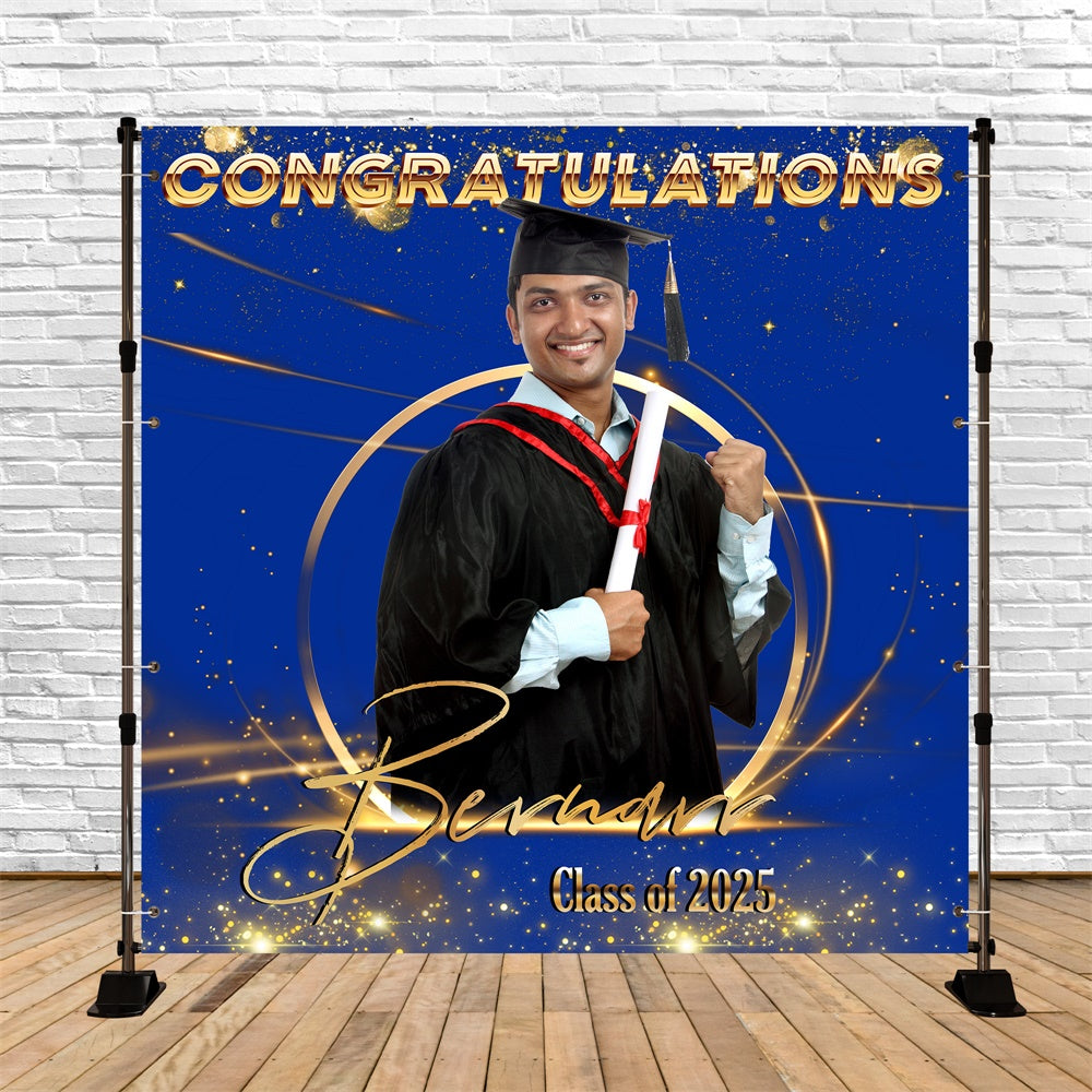 Blue Graduation Backdrop Blue Shine Custom Party Graduation Backdrop MRR6-17