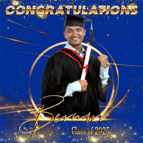 Blue Graduation Backdrop Blue Shine Custom Party Graduation Backdrop MRR6-17