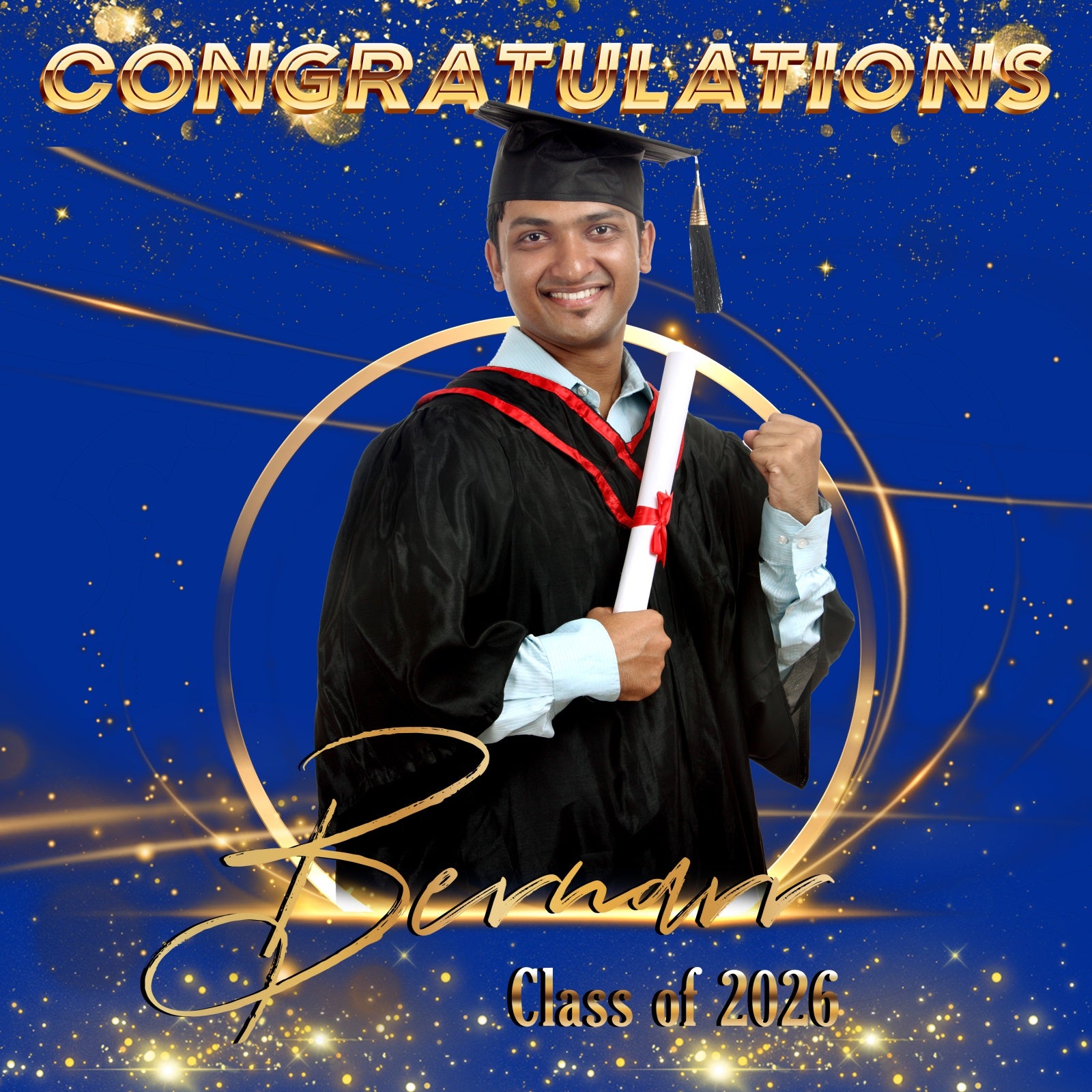 Blue Graduation Backdrop Blue Shine Custom Party Graduation Backdrop MRR6-17