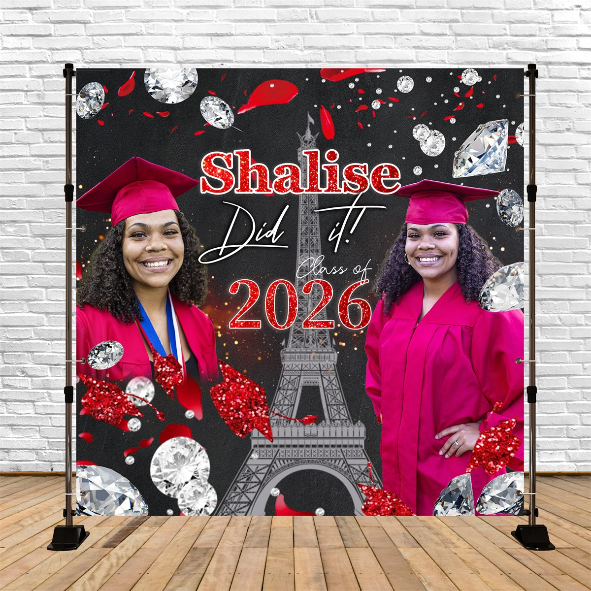 Graduation Photo Backdrop Paris Glam Customized Party Graduation Backdrop MRR6-20