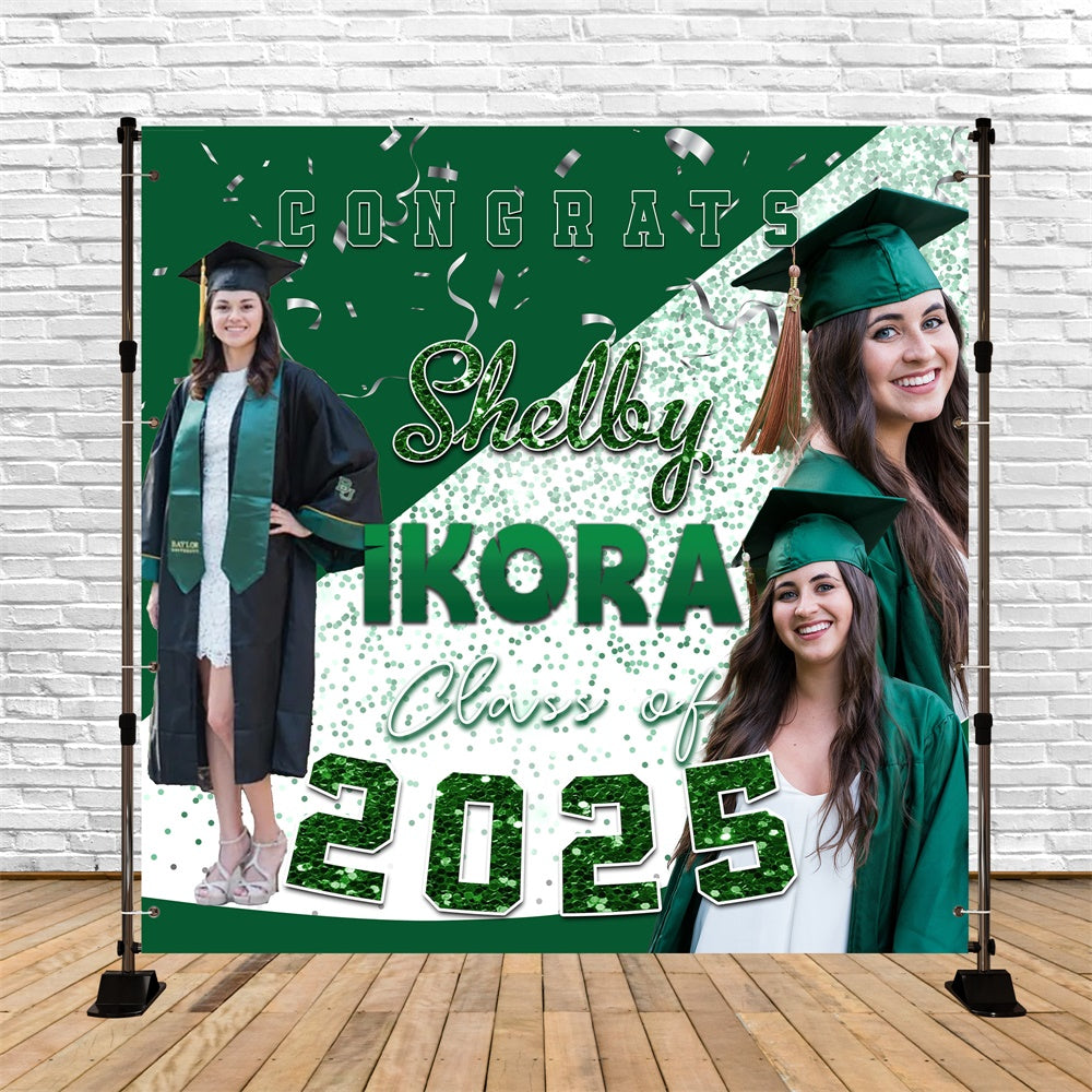 Graduation Backdrops Emerald Confetti Customized Party Graduation Back