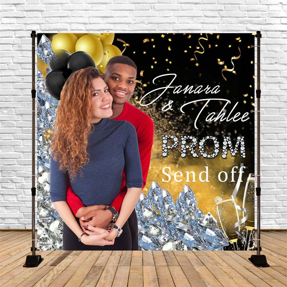 Prom 2026 Backdrop Golden Spark Romance Custom Party Graduation Backdr