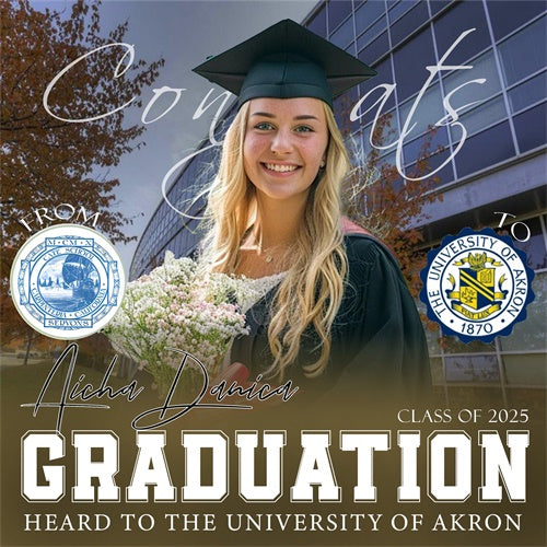 Custom Graduation Backdrop Autumn Campus Cheers Party Graduation Backdrop MRR6-36