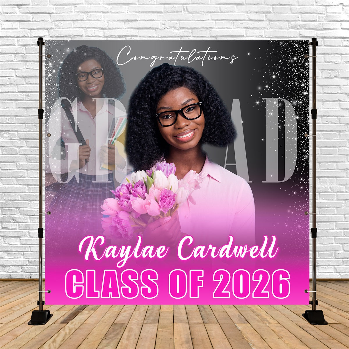 Personalized Graduation Backdrop Elegant Bloom Party Graduation Backdr