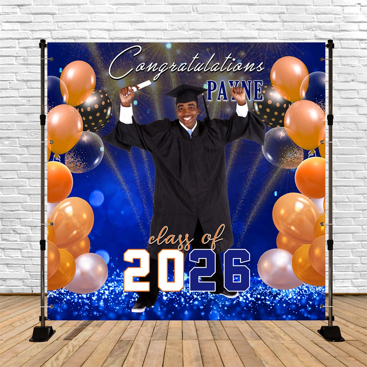 Backdrop Graduation Energetic Balloon Personalized Party Graduation Backdrop MRR6-39