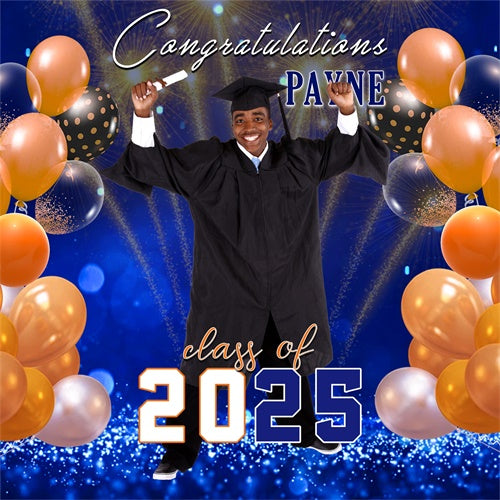 Backdrop Graduation Energetic Balloon Personalized Party Graduation Backdrop MRR6-39
