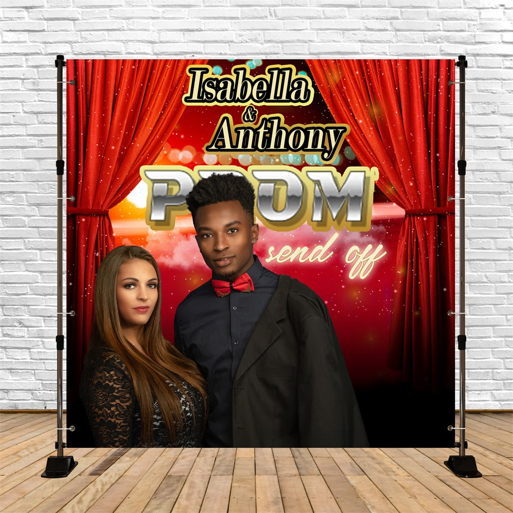 Prom Backdrop Red Stage Night Backdrop Custom Party Graduation Backdrop MRR6-4