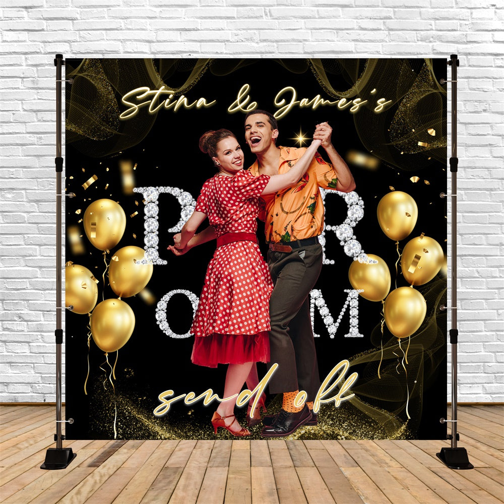 Prom Backdrop Ideas Golden Swing Night Custom Party Graduation Backdrop MRR6-40