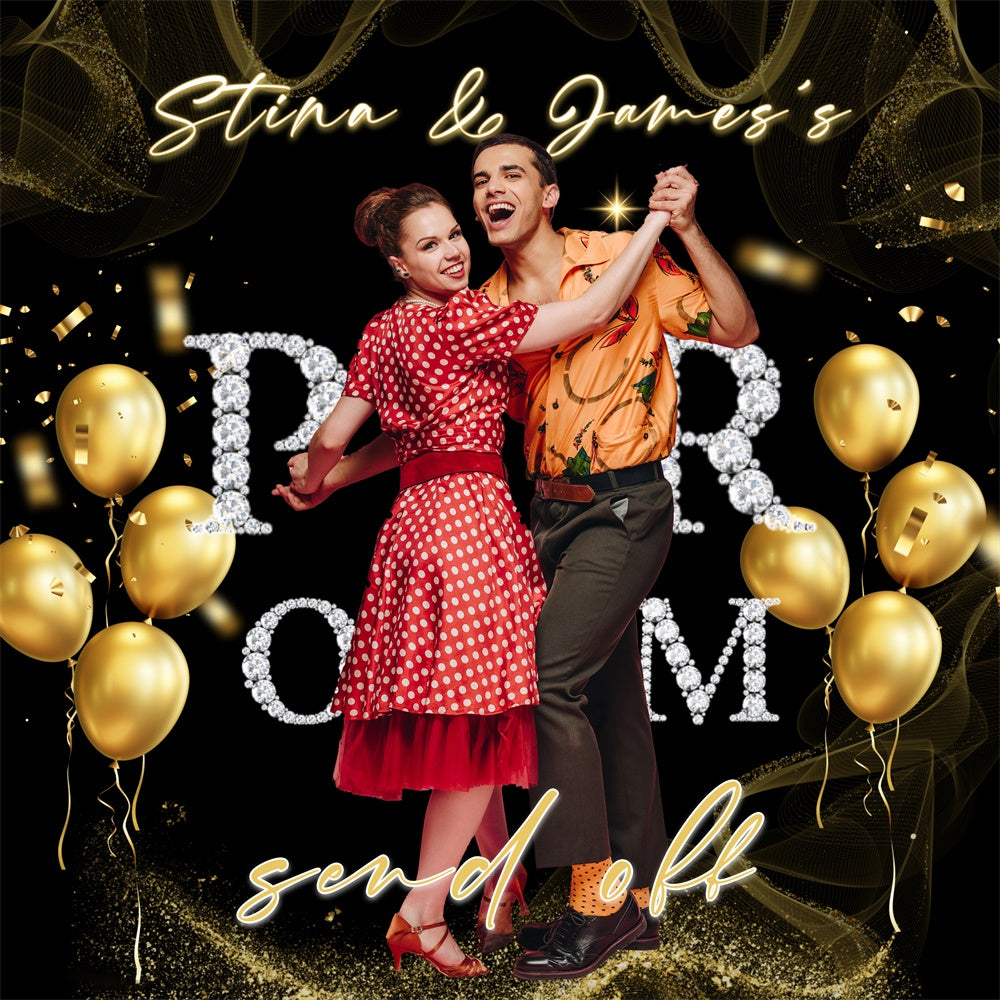 Prom Backdrop Ideas Golden Swing Night Custom Party Graduation Backdrop MRR6-40