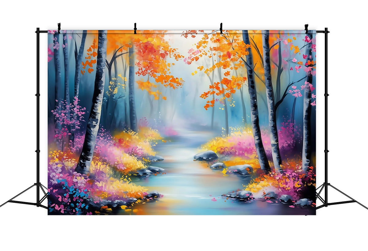 Fantasy Forest Backdrop Pastel Leaf Stream Backdrop MRR7-104