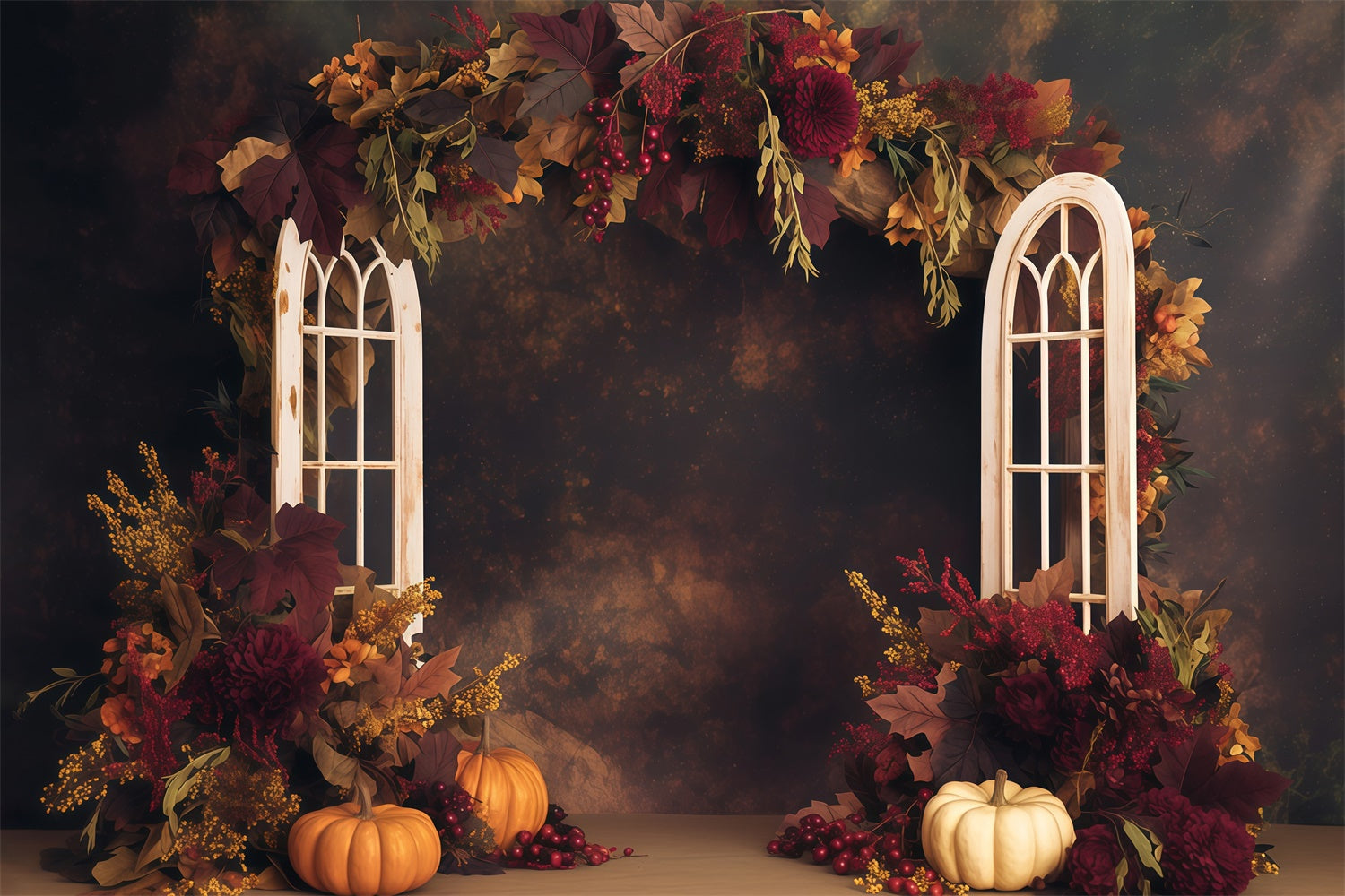 Fall Photoshoot Backdrop Dark Floral Harvest Backdrop MRR7-122