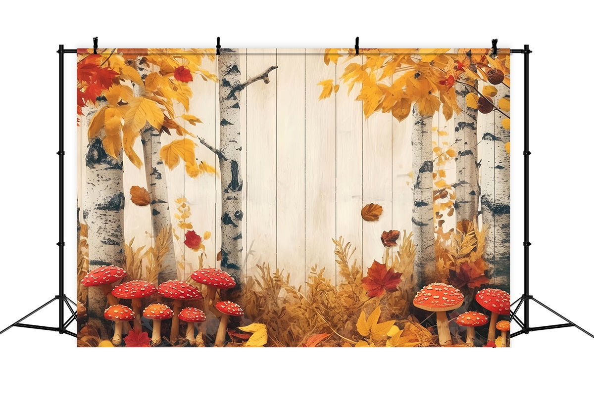 Fall Photo Backdrop Red Mushroom Woodland Backdrop MRR7-123