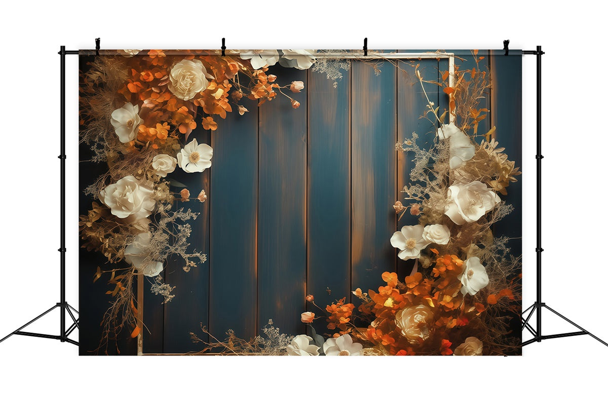 Autumn Backdrop Rustic Floral Wood Panel Backdrop MRR7-127