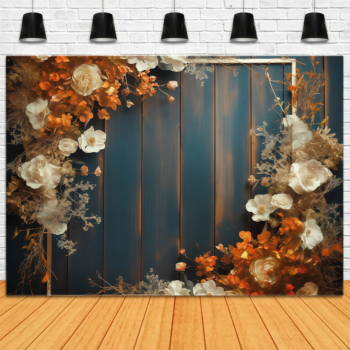 Autumn Backdrop Rustic Floral Wood Panel Backdrop MRR7-127