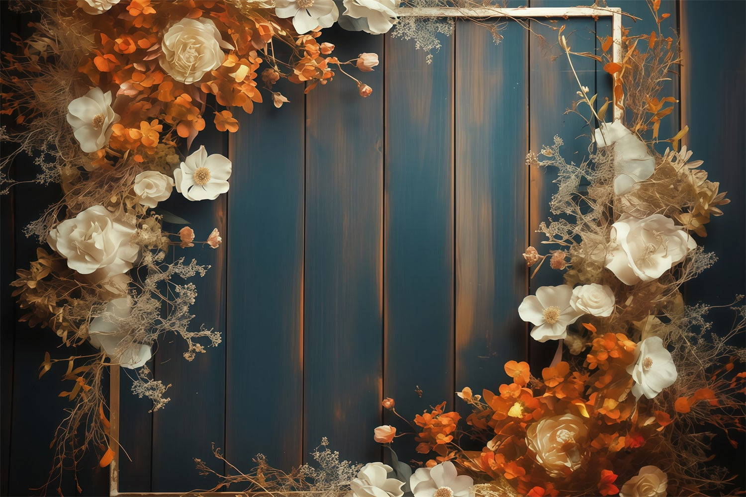 Autumn Backdrop Rustic Floral Wood Panel Backdrop MRR7-127