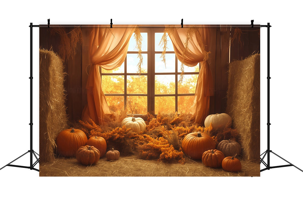 Autumn Photo Backdrop Rustic Haystack Drapes Backdrop MRR7-131