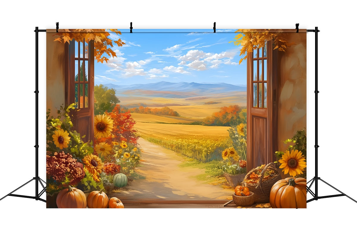 Fall Backdrops Pumpkin Porch Country Trail Backdrop MRR7-132