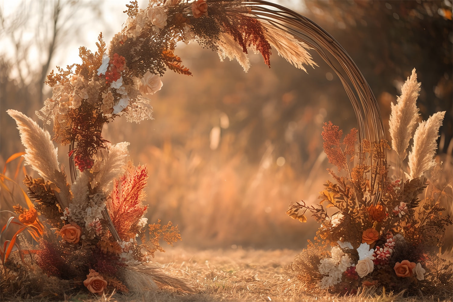 Boho Backdrops Pampas Bloom Circle Autumn Backdrops MRR7-137