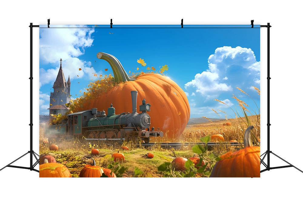 Fall Photo Backdrop Fairytale Harvest Train Backdrop MRR7-138