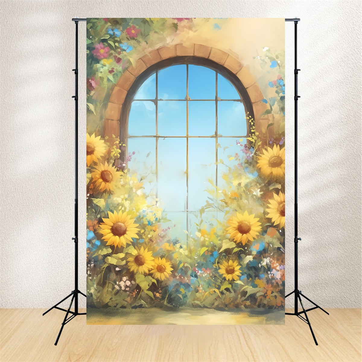Fall Backdrops Sunflower Arch Window Glow Backdrop MRR7-144