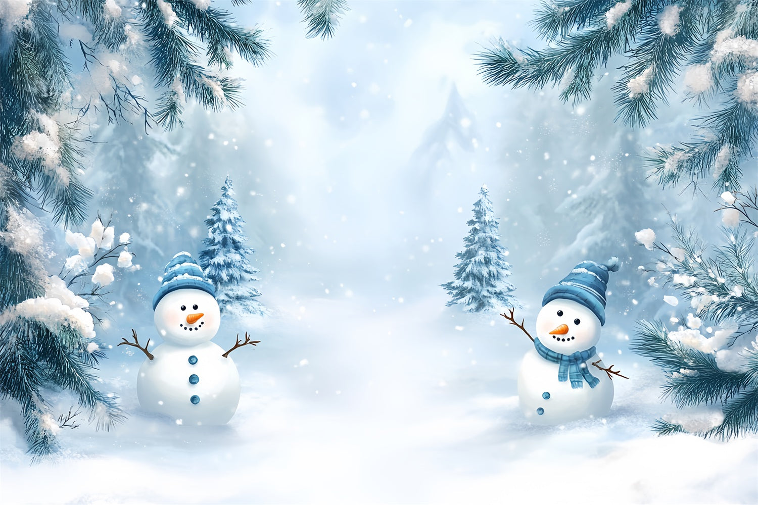 Winter Backdrop Photography Forest Snowman Fun Backdrop MRR7-148