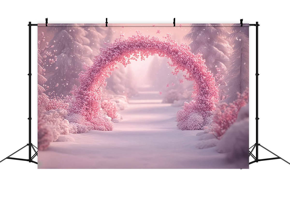 Winter Wonderland Backdrop Pink Blossom Snow Backdrop MRR7-150