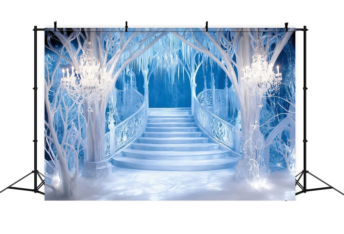 Winter Backdrop Crystal Palace Stairway Backdrop MRR7-153