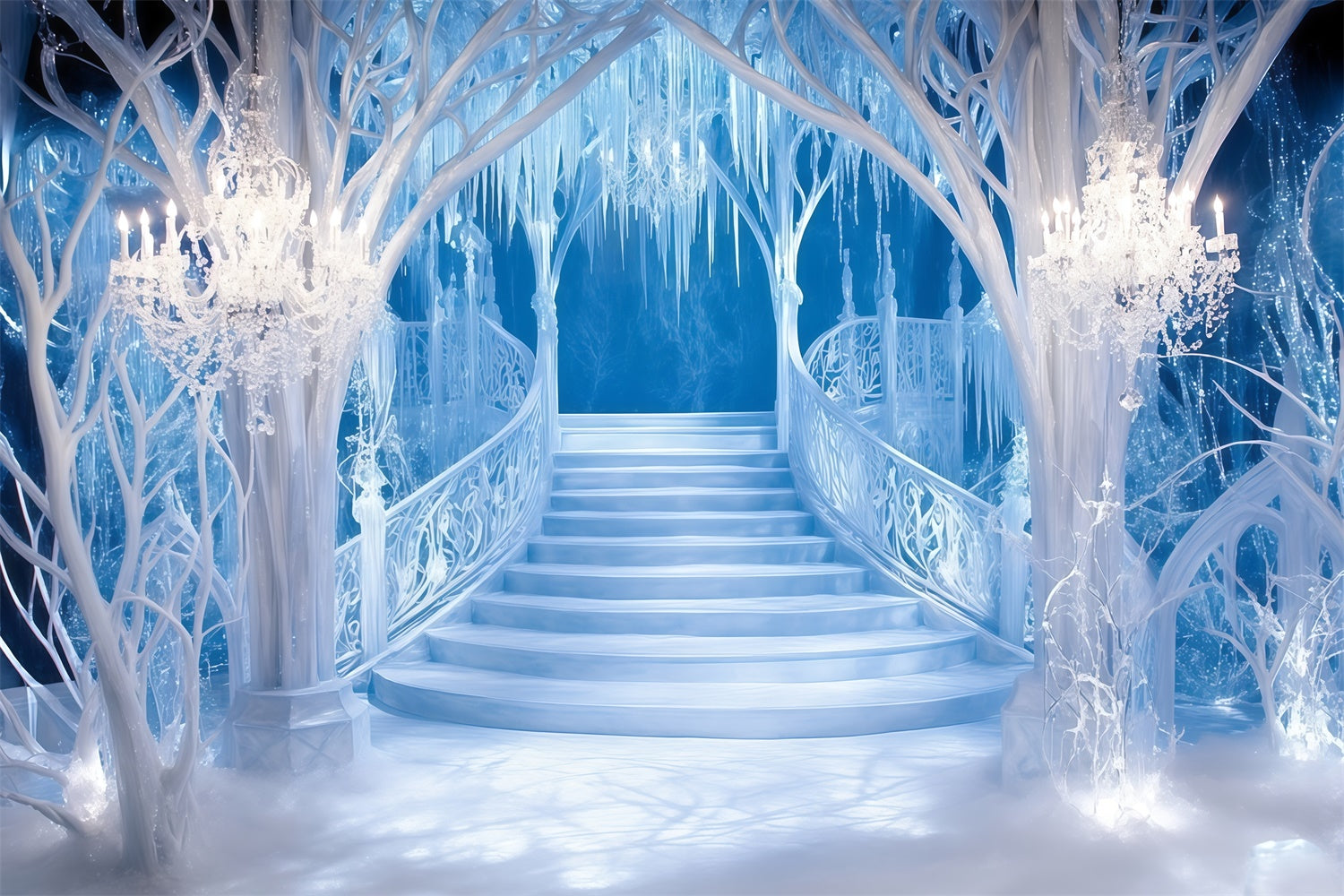 Winter Backdrop Crystal Palace Stairway Backdrop MRR7-153