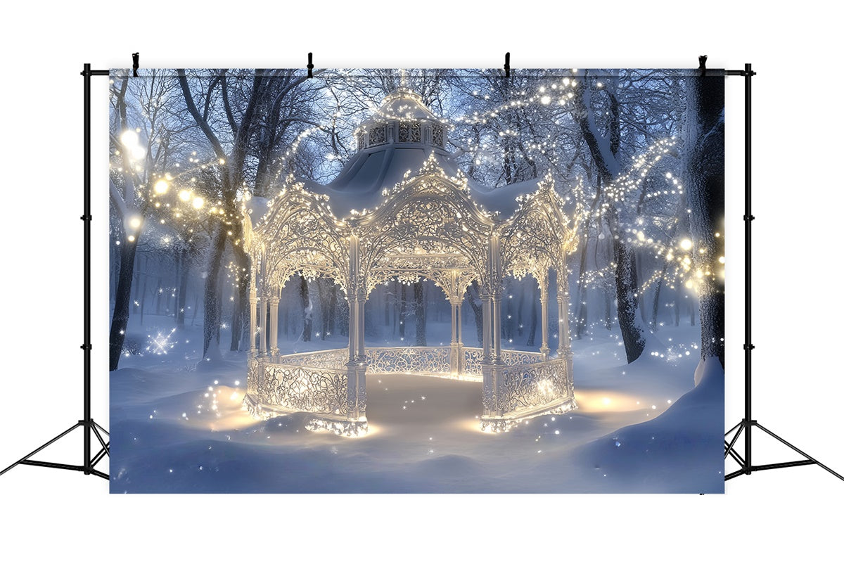 Winter Wonderland Backdrop Enchanted Gazebo Glow Backdrop MRR7-154