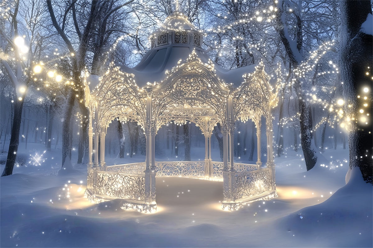 Winter Wonderland Backdrop Enchanted Gazebo Glow Backdrop MRR7-154