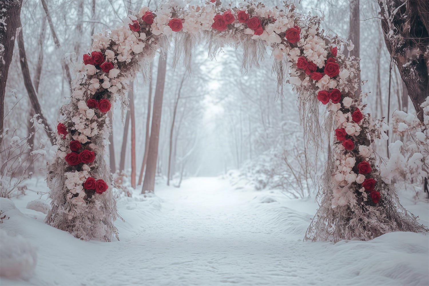 Winter Forest Backdrop Rose Arch Path Backdrop MRR7-158