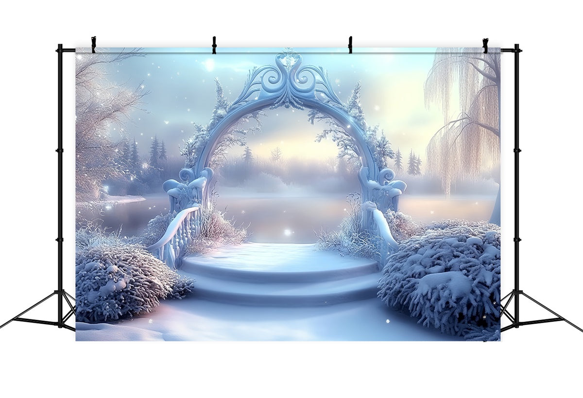 Winter Wonderland Backdrop Twilight Winter Lake Backdrop MRR7-164