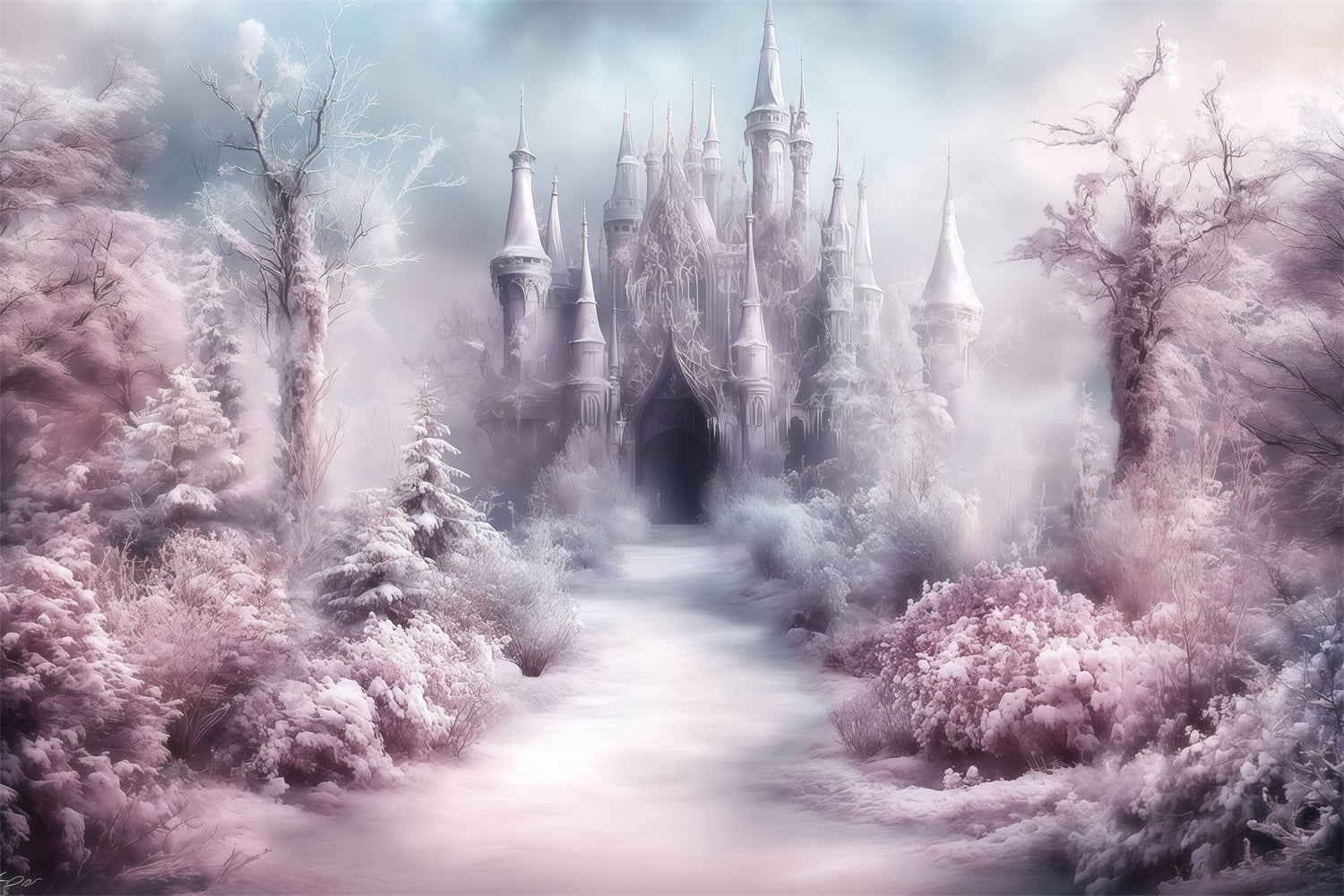 Winter Castle Backdrop Blush Castle Trail Backdrop MRR7-165