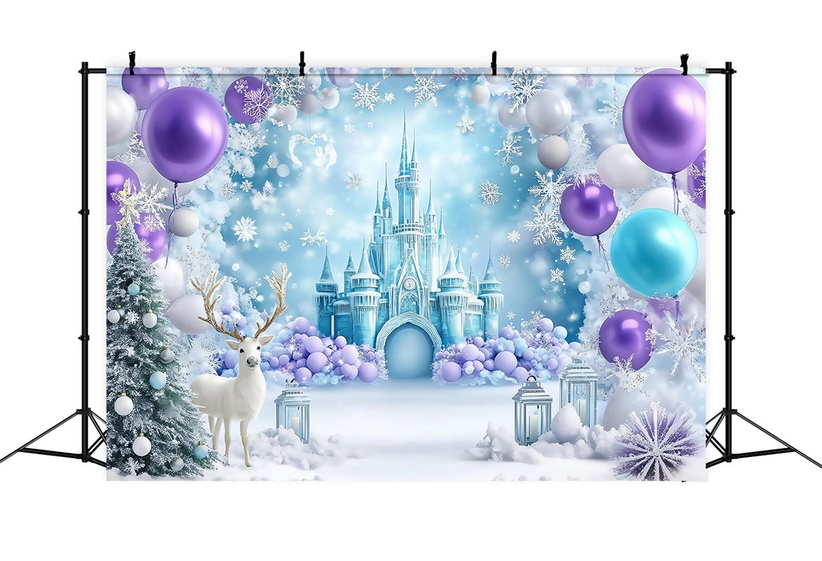 Winter Photo Backdrop Ice Castle Balloon Backdrop MRR7-167