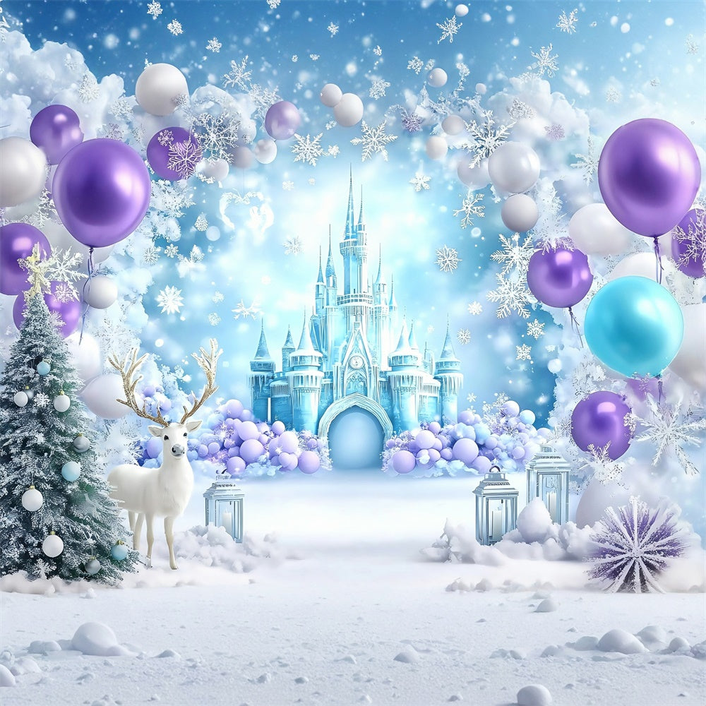 Winter Photo Backdrop Ice Castle Balloon Backdrop MRR7-167