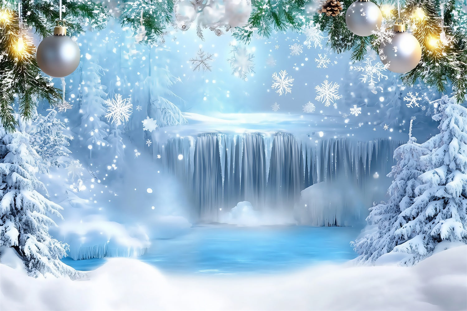 Winter Wonderland Backdrop Frozen Waterfall Backdrop MRR7-168