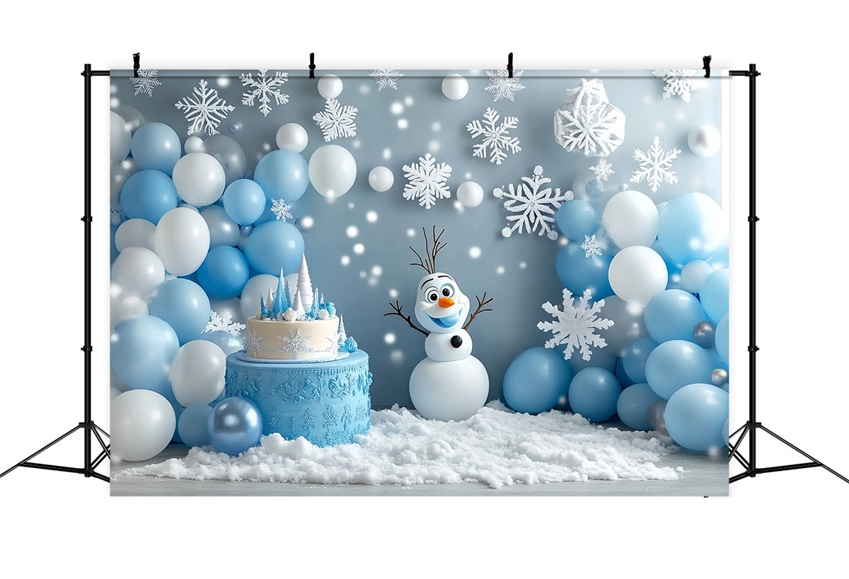 Winter Photo Backdrop Snowman Birthday Fun Backdrop MRR7-169