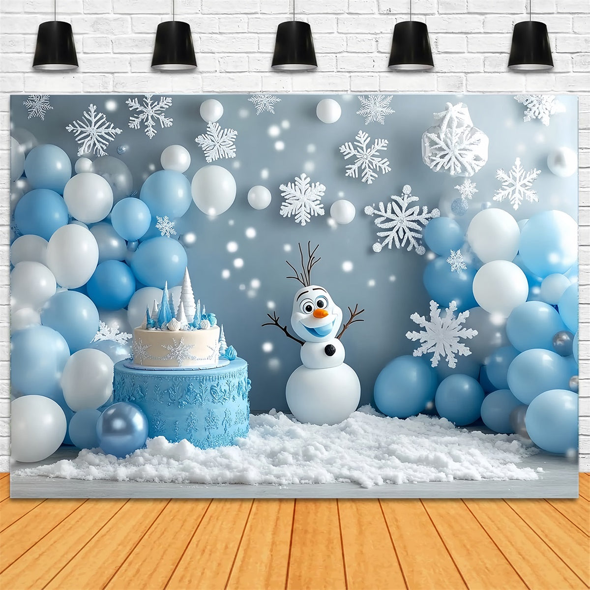 Winter Photo Backdrop Snowman Birthday Fun Backdrop MRR7-169