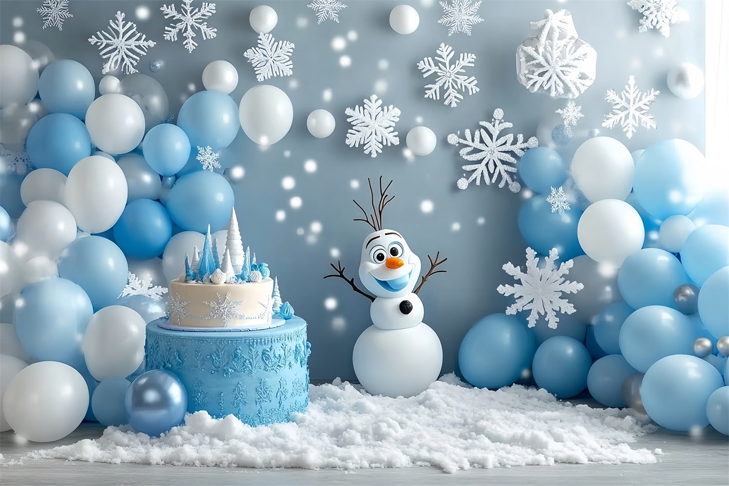 Winter Photo Backdrop Snowman Birthday Fun Backdrop MRR7-169