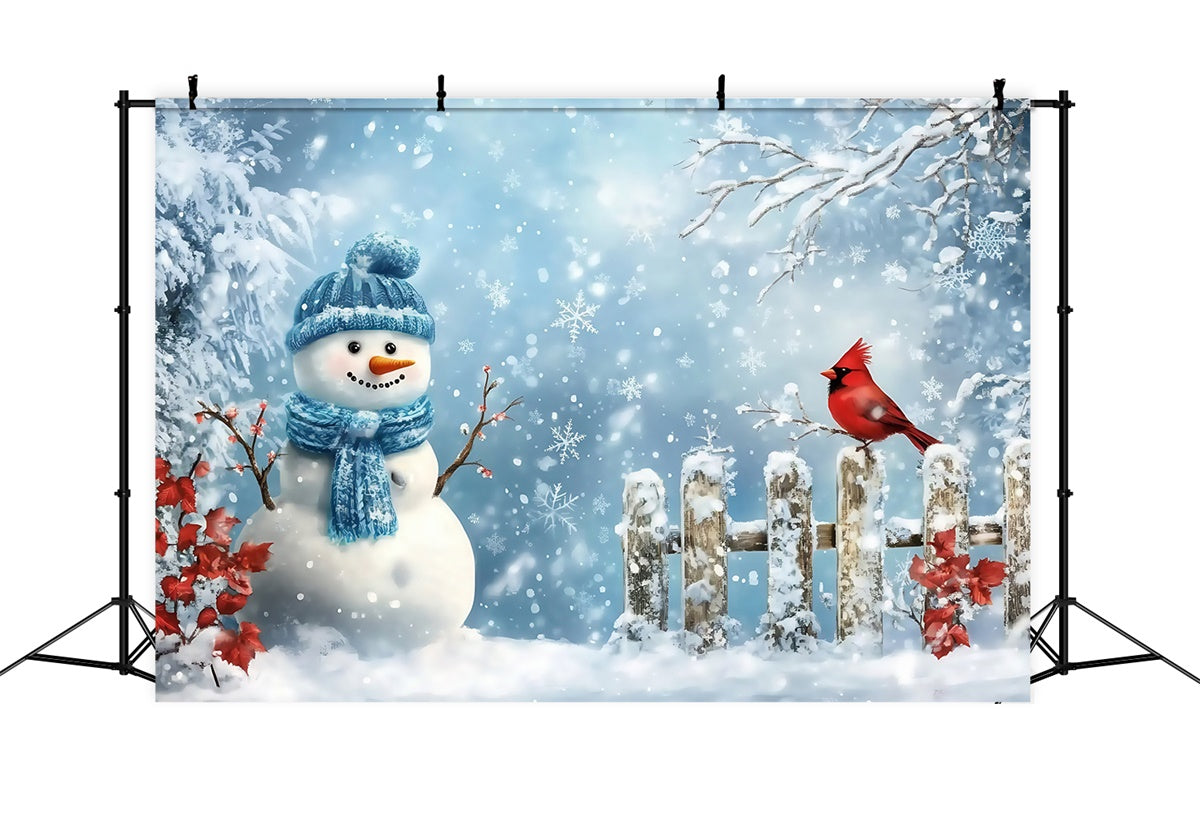 Snowy Backdrop Cardinal Snowman Cheerful Backdrop MRR7-170